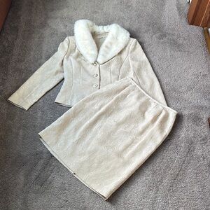 Amanda Smith Cream Paisely Blazer & Skirt Set SIZE 8P